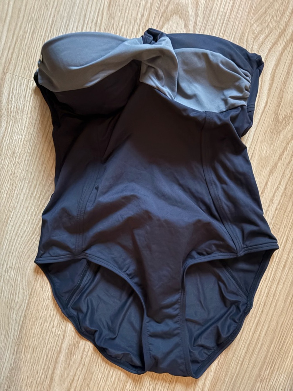 Lolë- Strapless One-Piece Swimsuit in Black and Gray